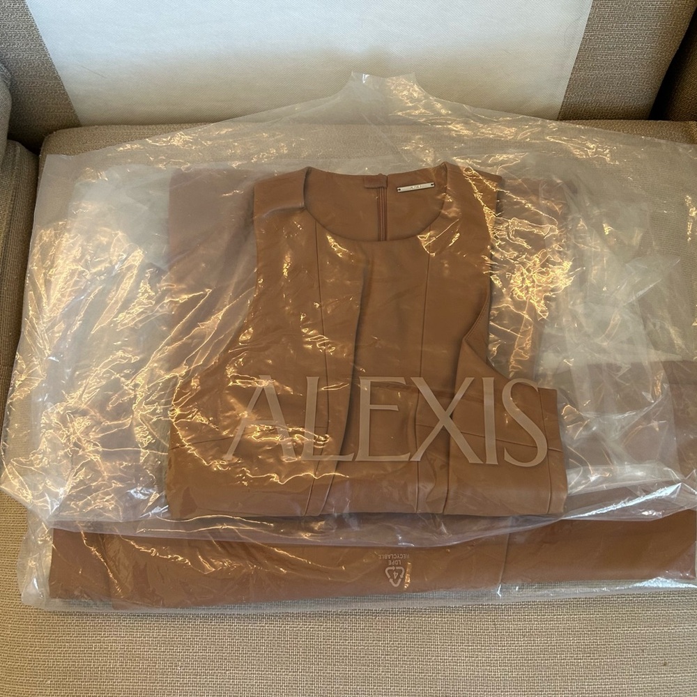 BEST Alexis England Midi Dress - Saddle Tan Beige Cocktail Party Casual Formal - Picture 5 of 8